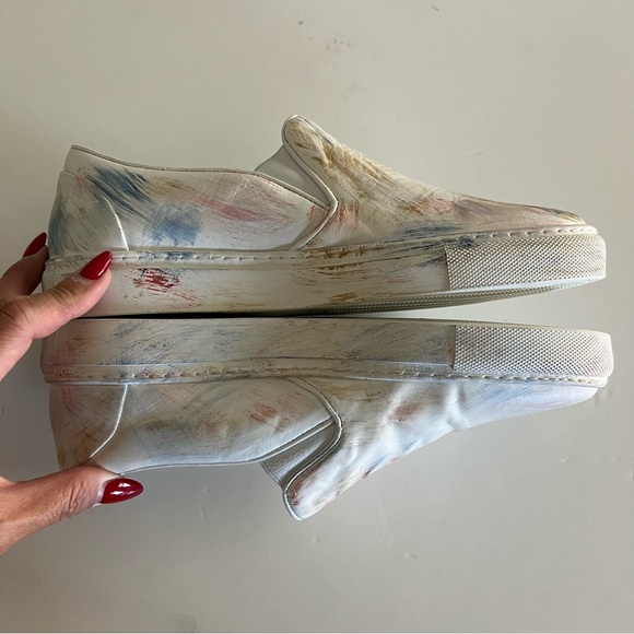 The Editor White/Multi Color Paint Brush Strokes Slip On Sneaker. Sz 8 (Eur 38) - Picture 4 of 10